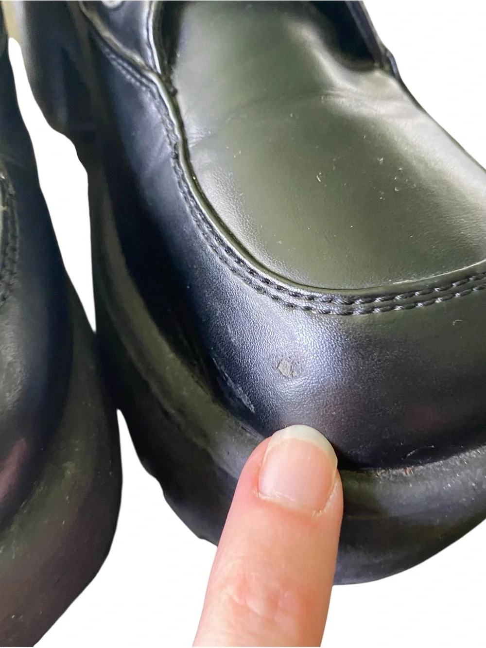 Vintage Mudd Black Faux Vegan Leather Chunky Heel Platform Oxford Y2K 90s Size 7